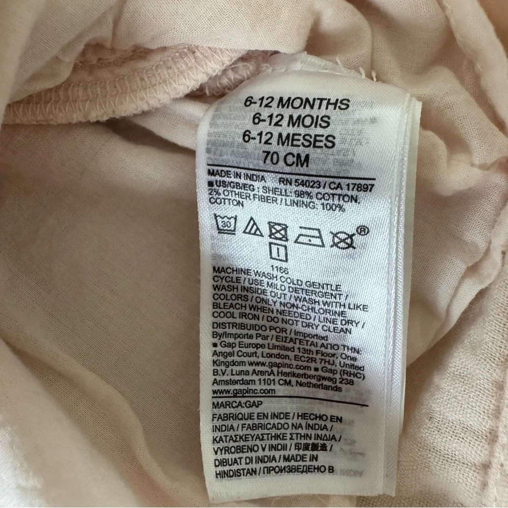 GAP Baby Pink Peach Gauze Cotton Ruffled Top with Bloomers 6-12M